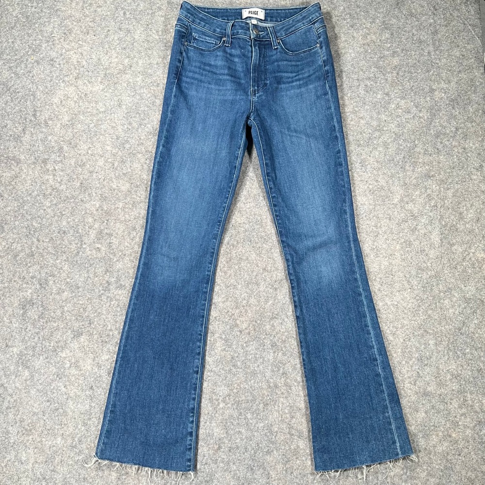 Paige Jeans Womens 27 Blue High Rise Manhattan Raw Hem Bootcut Denim Pockets
